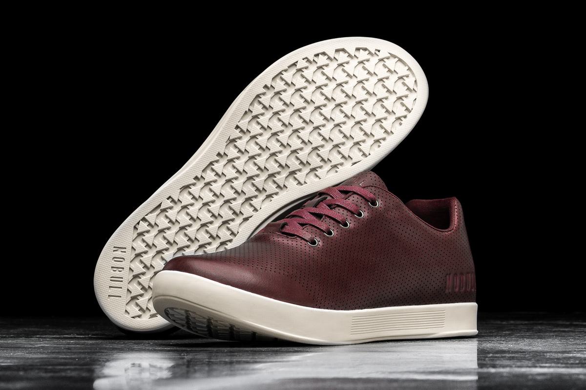 Nobull Leather Men's Trainers Burgundy | Australia (ML6105)